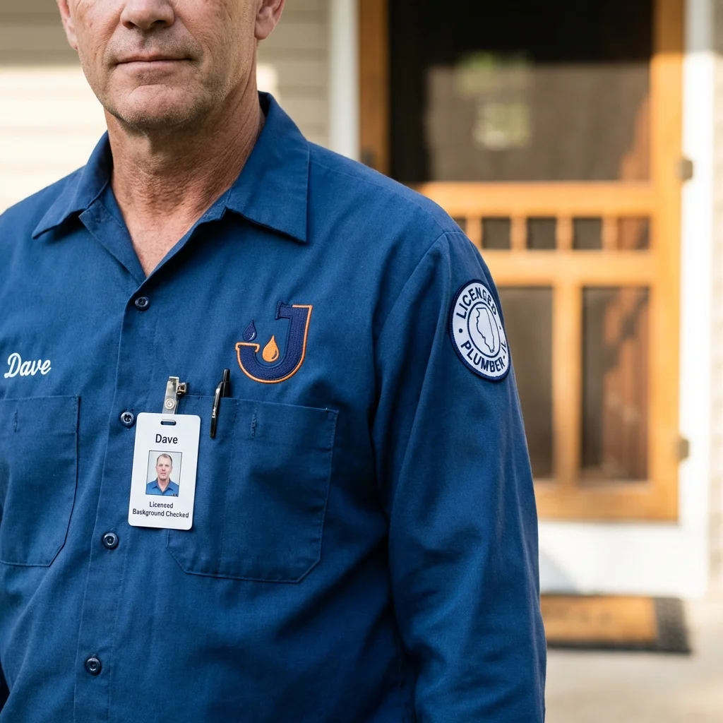 Licensed plumber showing ID badge in Santa Rosa, CA