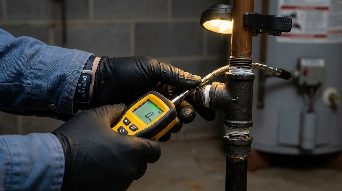 Gas leak detection with electronic sniffer by Johns Plumbing LLC in Santa Rosa