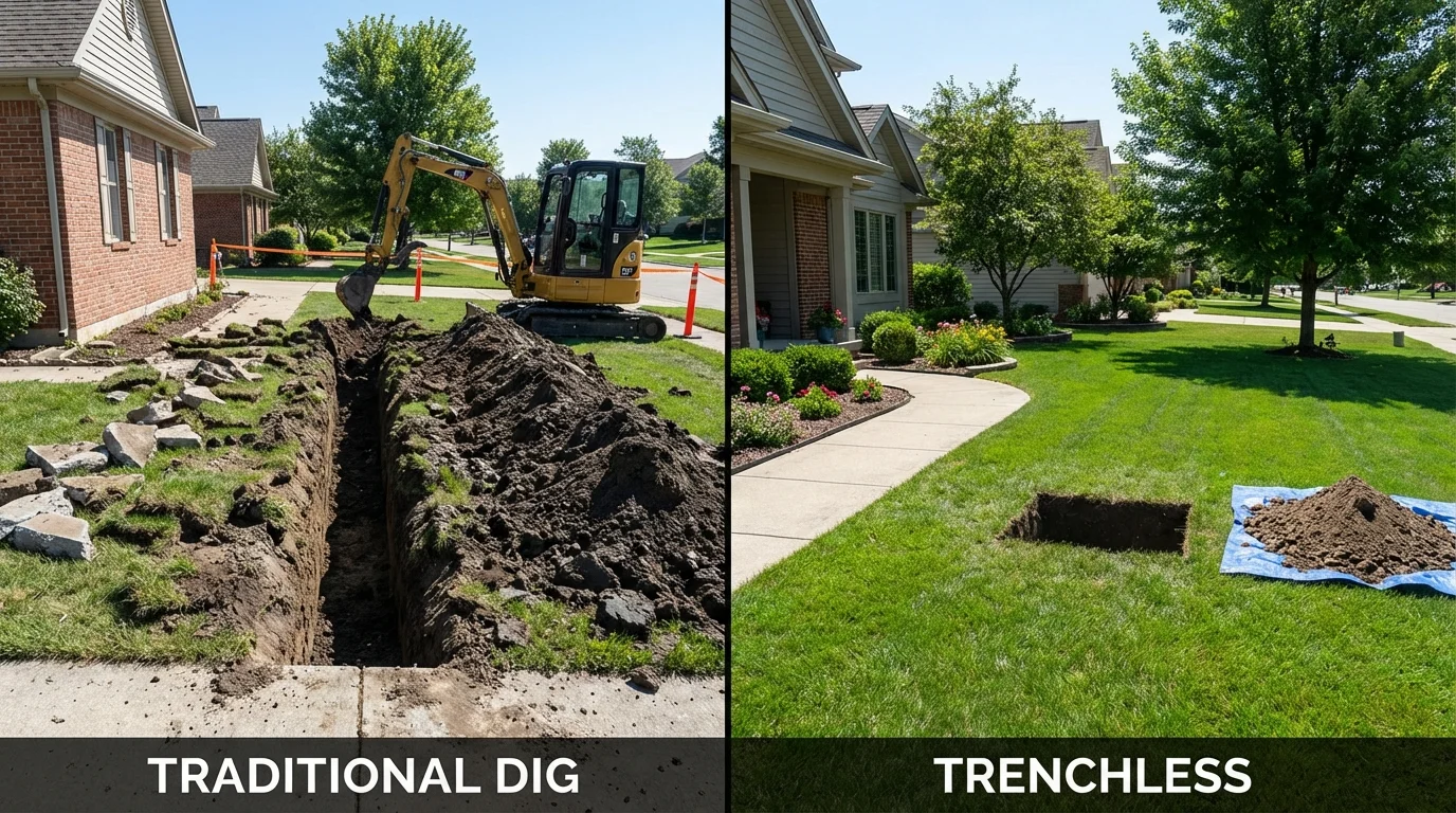 Trenchless sewer repair with minimal yard damage versus traditional excavation in Santa Rosa, CA
